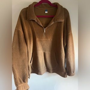 Brown 3 quarter zip fleece | Sherpa | large | woman’s | 1/2 zip